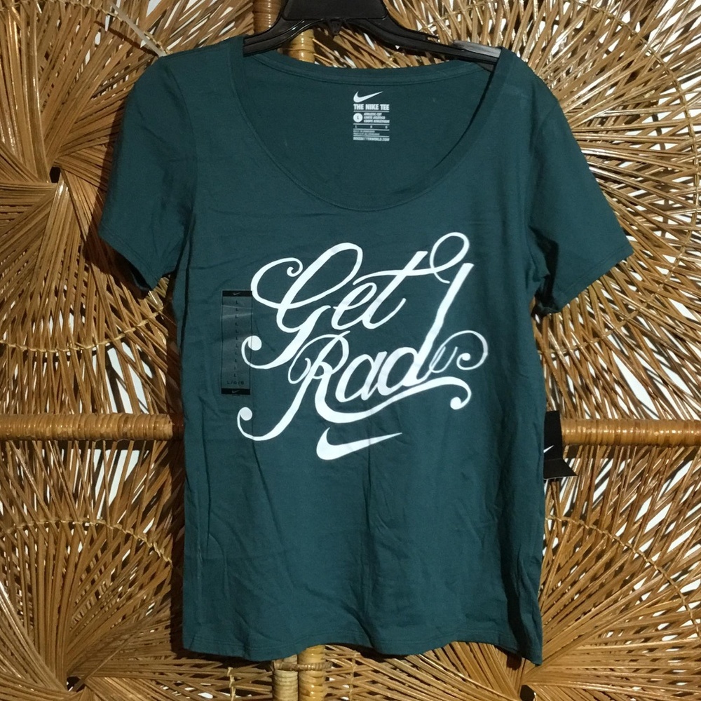 Nike Women T-Shirt Green Size XS